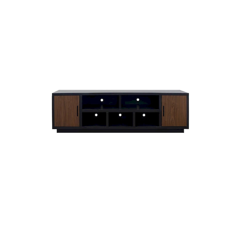 85 Inch TV Stand Console Black Walnut Two-Tone Modern Entertainment Center