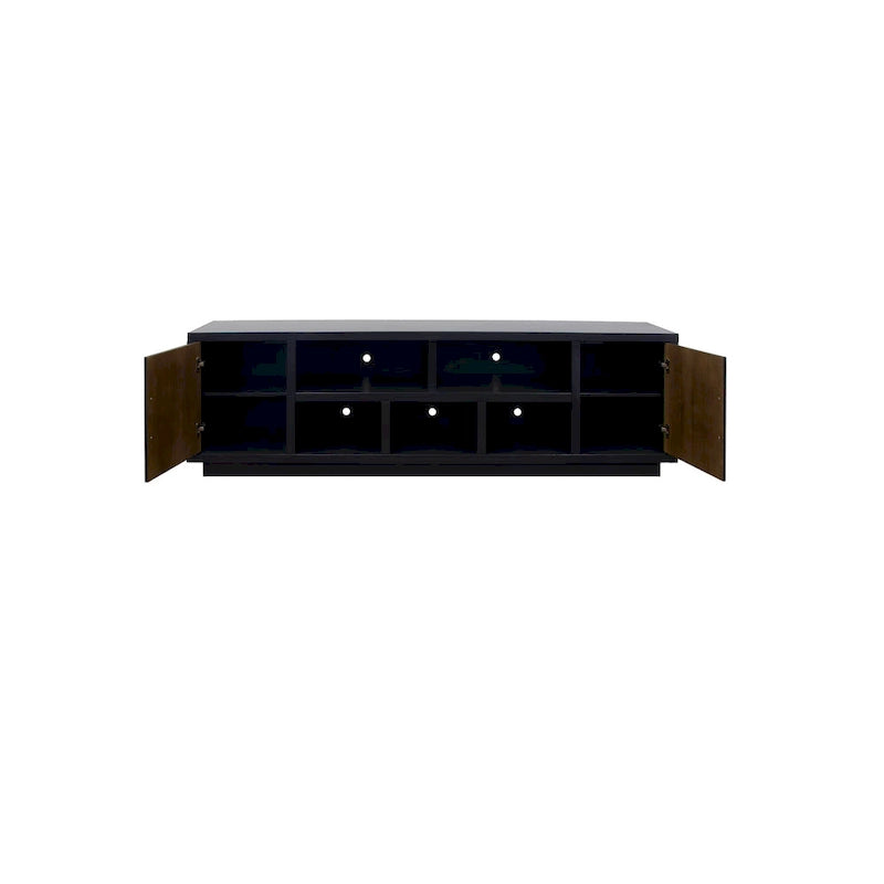 85 Inch TV Stand Console Black Walnut Two-Tone Modern Entertainment Center