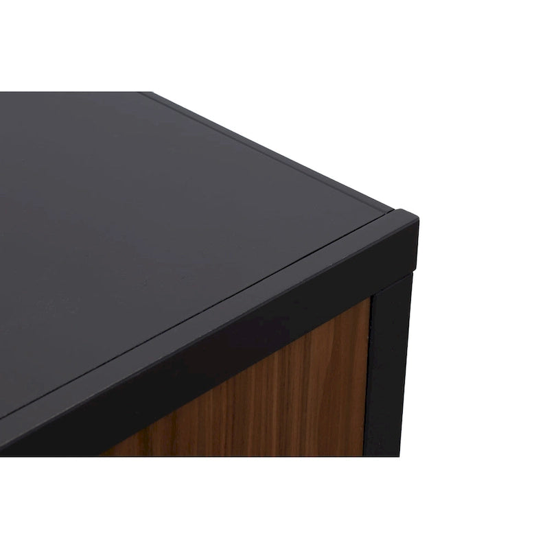 85 Inch TV Stand Console Black Walnut Two-Tone Modern Entertainment Center
