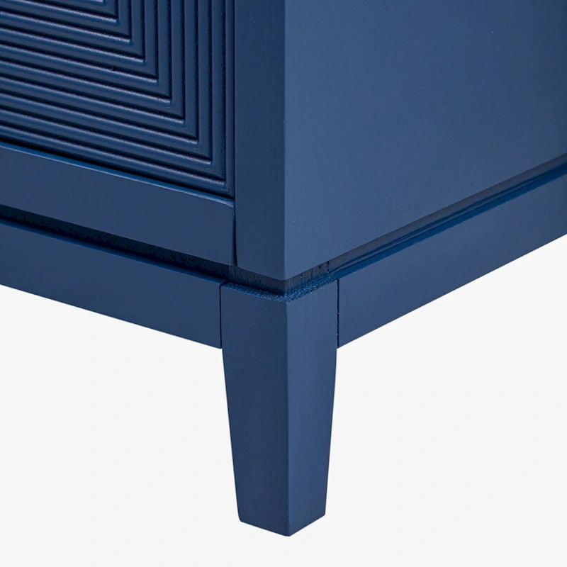 Buffet bahut de rangement noir à quatre portes avec motif à rayures verticales