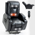Fauteuil inclinable releveur avec massage, chauffage, ports USB et porte-gobelets noir