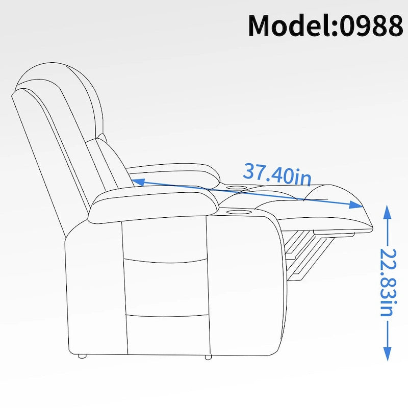 Fauteuil inclinable releveur avec massage, chauffage, ports USB et porte-gobelets noir