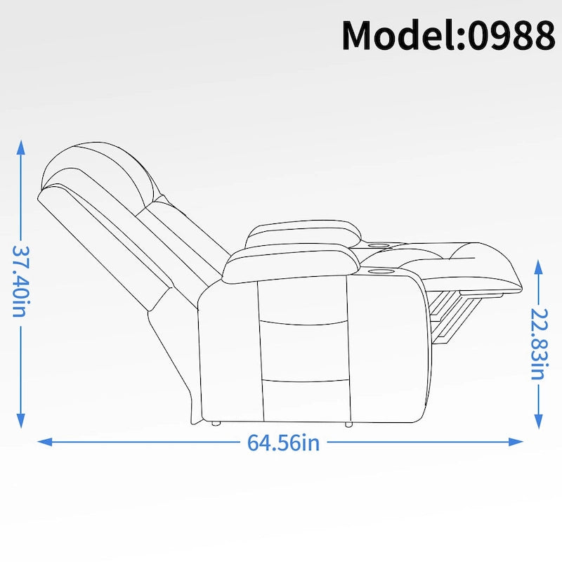 Fauteuil inclinable releveur avec massage, chauffage, ports USB et porte-gobelets noir