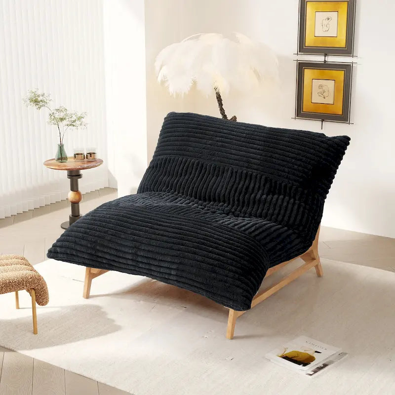 Fauteuil de salon d'appoint en velours côtelé capitonné avec pieds en bois massif, marron