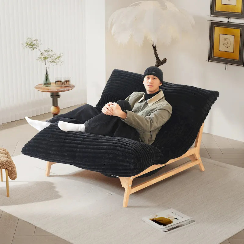 Fauteuil de salon d'appoint en velours côtelé capitonné avec pieds en bois massif, marron