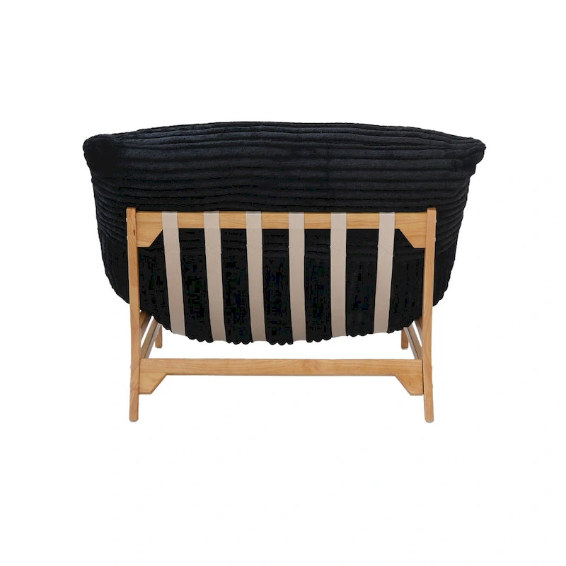 Fauteuil de salon d'appoint en velours côtelé capitonné avec pieds en bois massif, marron