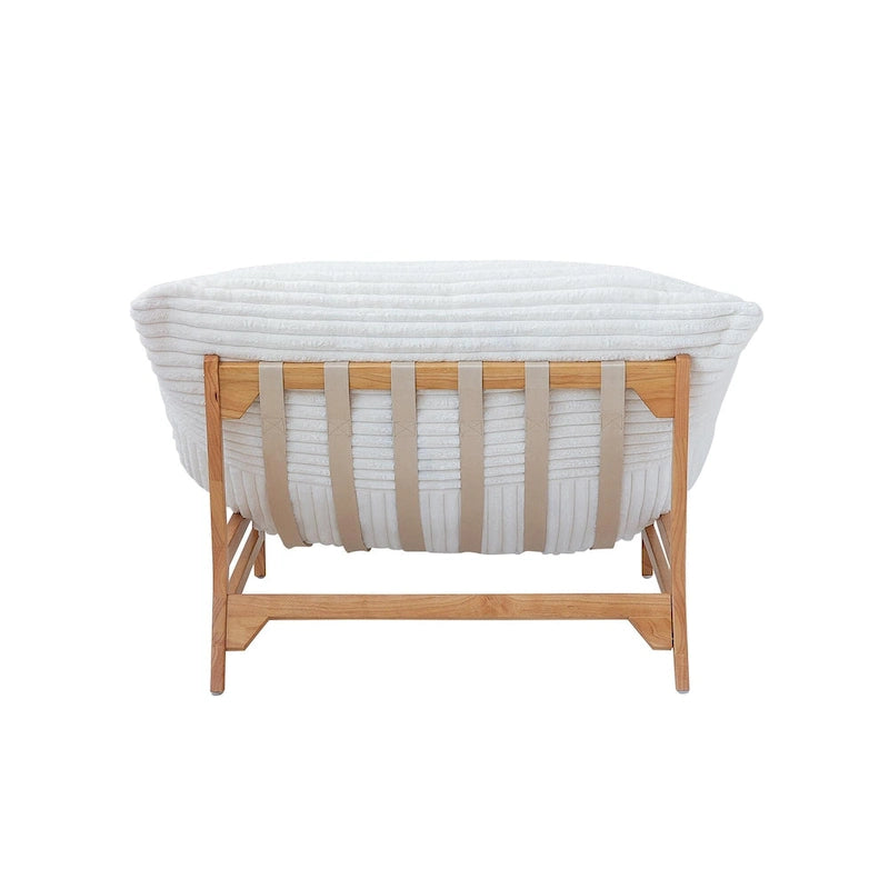 Fauteuil de salon d'appoint en velours côtelé capitonné avec pieds en bois massif, marron