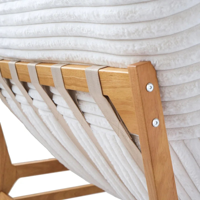Fauteuil de salon d'appoint en velours côtelé capitonné avec pieds en bois massif, marron