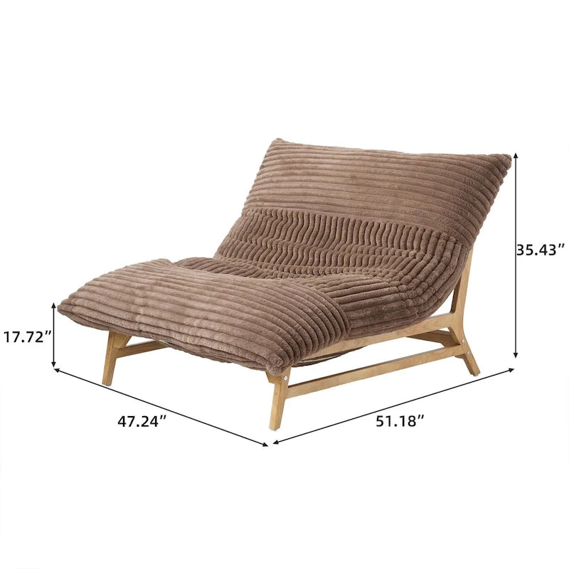 Fauteuil de salon d'appoint en velours côtelé capitonné avec pieds en bois massif, marron