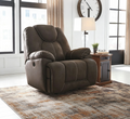 Fauteuil inclinable électrique relaxant en similicuir marron foncé avec dossier haut, chargement USB et appui-tête surdimensionné