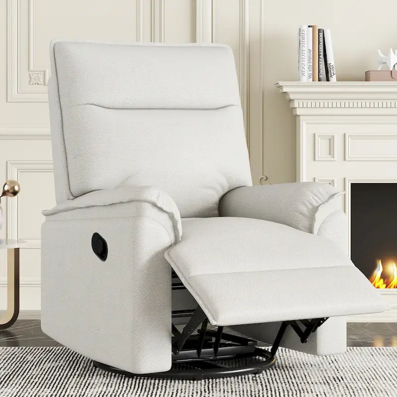 Fauteuil inclinable manuel pivotant et basculant en tissu lin avec accoudoirs rembourrés Gris Beige