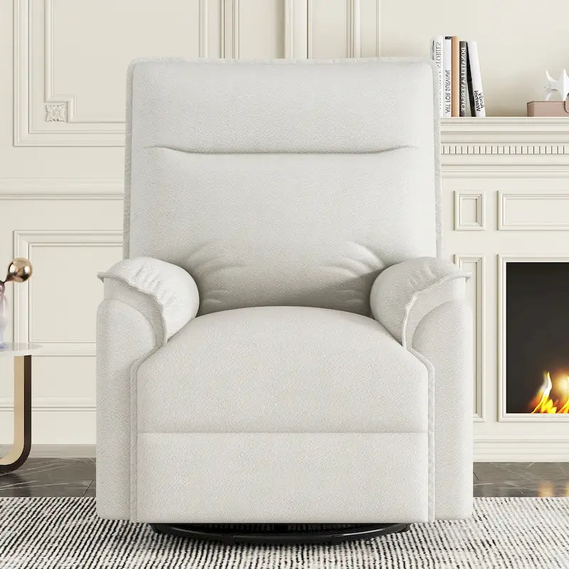 Fauteuil inclinable manuel pivotant et basculant en tissu lin avec accoudoirs rembourrés Gris Beige