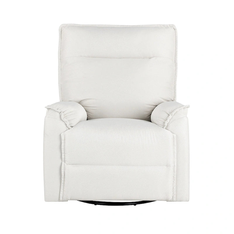 Fauteuil inclinable manuel pivotant et basculant en tissu lin avec accoudoirs rembourrés Gris Beige
