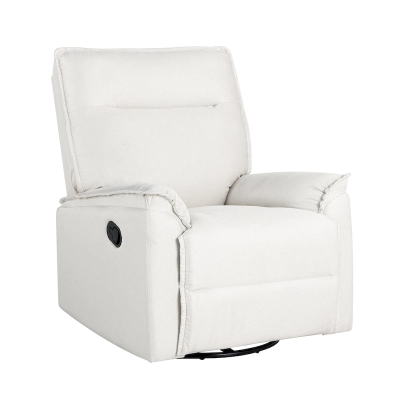 Fauteuil inclinable manuel pivotant et basculant en tissu lin avec accoudoirs rembourrés Gris Beige