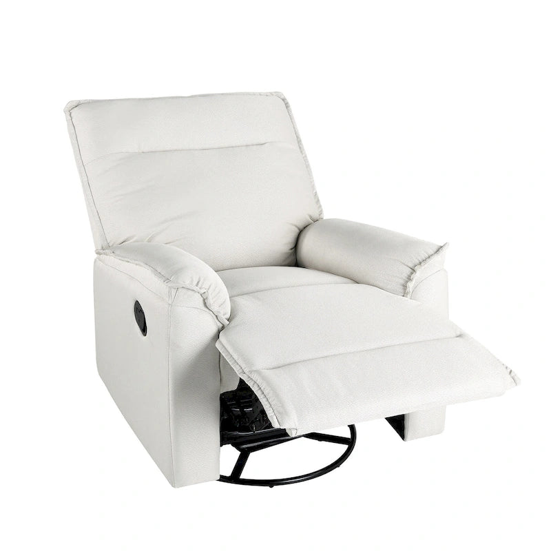 Fauteuil inclinable manuel pivotant et basculant en tissu lin avec accoudoirs rembourrés Gris Beige