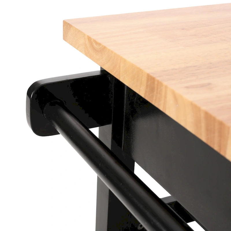 Chariot de cuisine roulant avec plateau en bois naturel et étagères de rangement