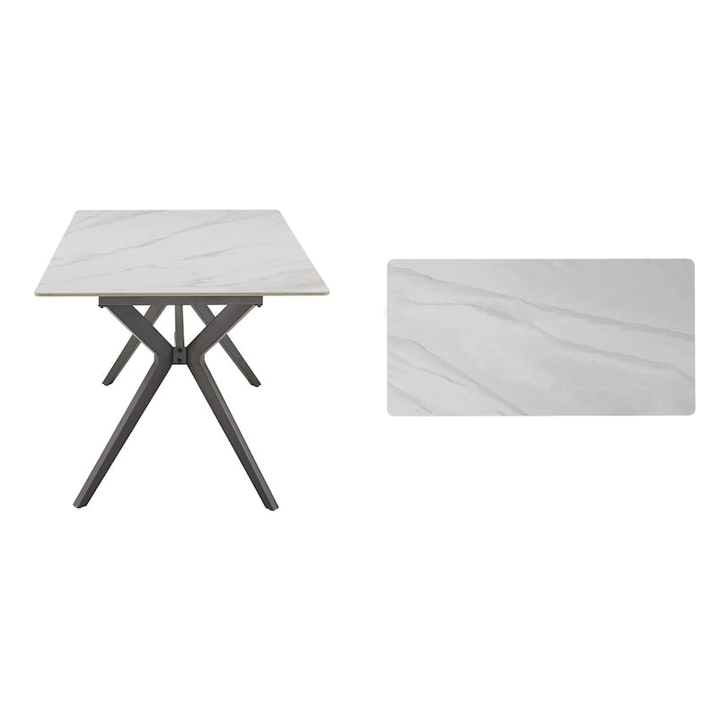 Table à manger tréteaux métal gris et plateau bois style Mid-Century Modern