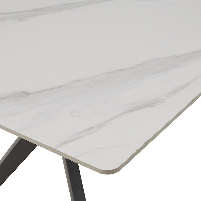 Table à manger tréteaux métal gris et plateau bois style Mid-Century Modern