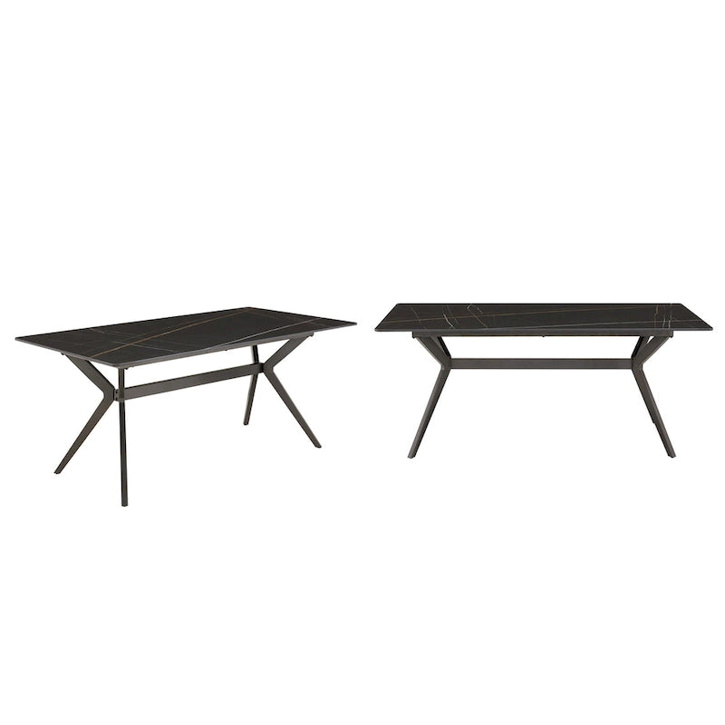 Table à manger tréteaux métal gris et plateau bois style Mid-Century Modern
