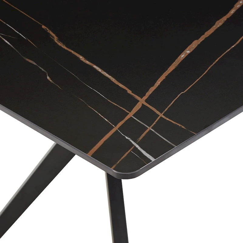Table à manger tréteaux métal gris et plateau bois style Mid-Century Modern