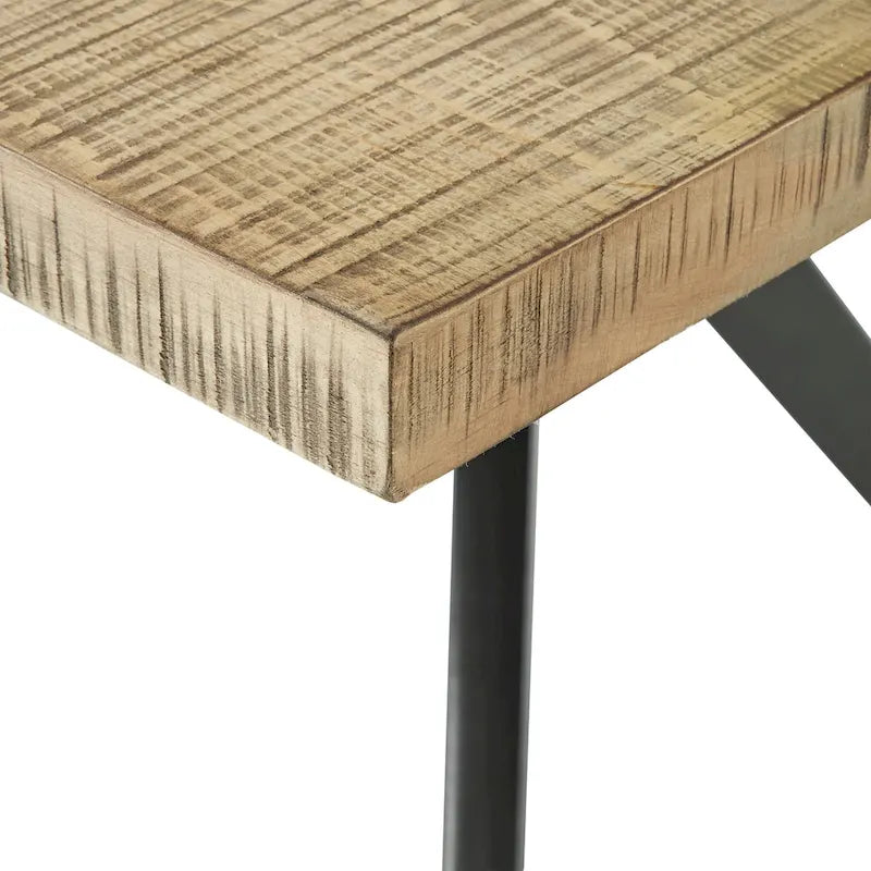 Table à manger tréteaux métal gris et plateau bois style Mid-Century Modern
