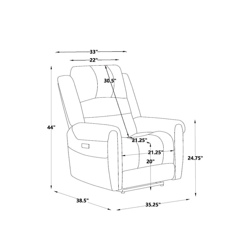 Fauteuil inclinable électrique en similicuir marron avec dossier haut, clous décoratifs et appuie-tête réglable avec port USB