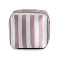 Pouf ottoman carré tissé Jacquard à rayures roses et blanches pour l'intérieur et l'extérieur
