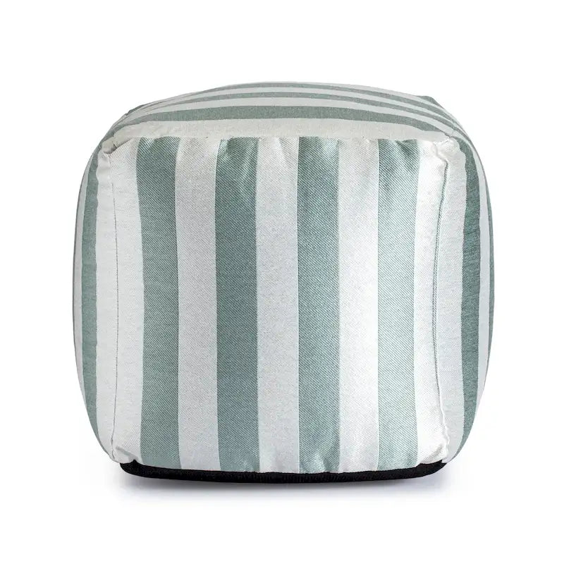 Pouf ottoman carré tissé Jacquard à rayures roses et blanches pour l'intérieur et l'extérieur