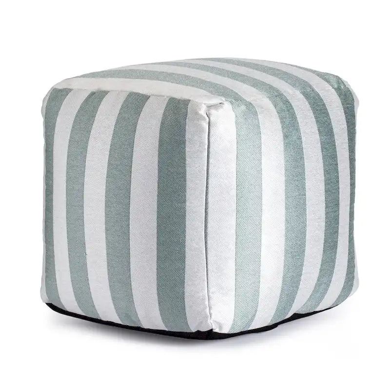 Pouf ottoman carré tissé Jacquard à rayures roses et blanches pour l'intérieur et l'extérieur