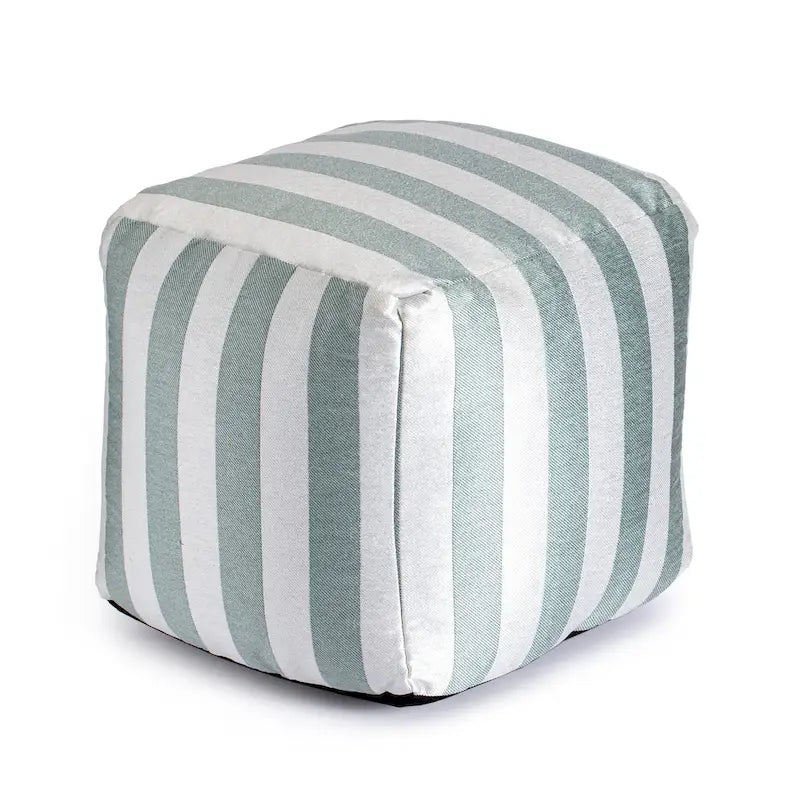 Pouf ottoman carré tissé Jacquard à rayures roses et blanches pour l'intérieur et l'extérieur