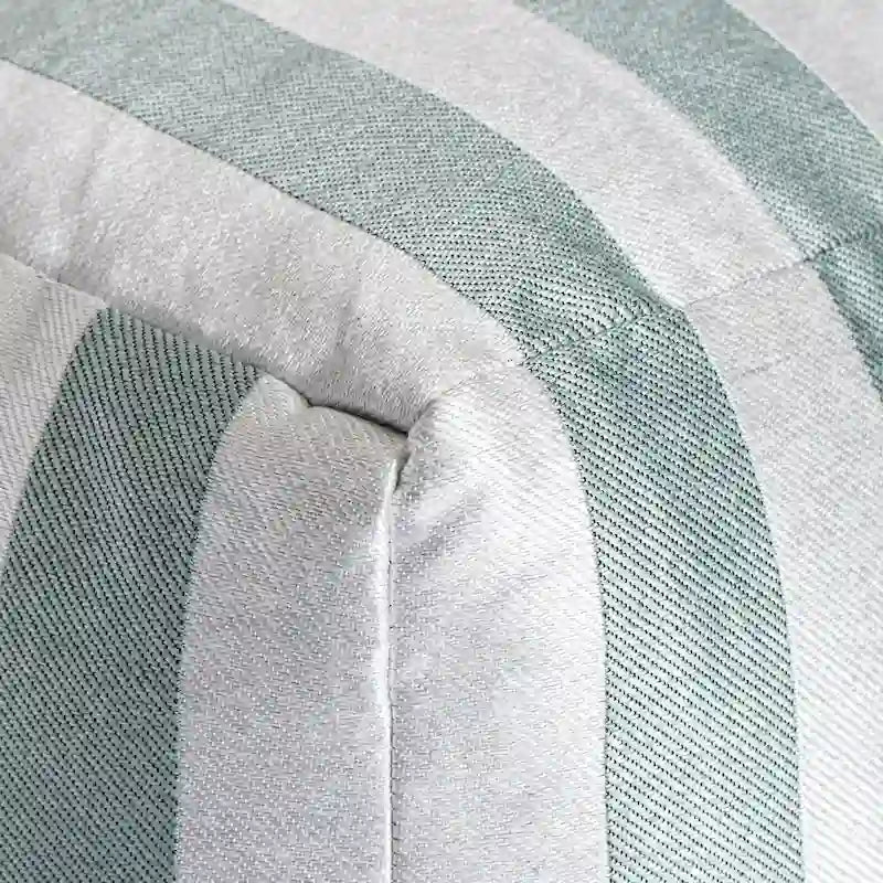 Pouf ottoman carré tissé Jacquard à rayures roses et blanches pour l'intérieur et l'extérieur