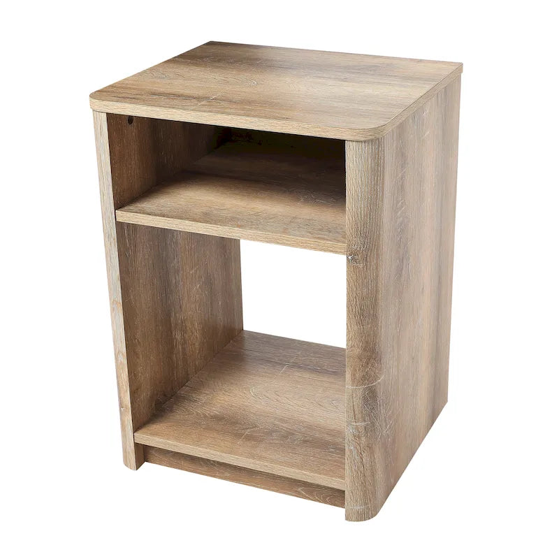 Table d'appoint avec grain de bois de chêne côtier et étagère ouverte de rangement