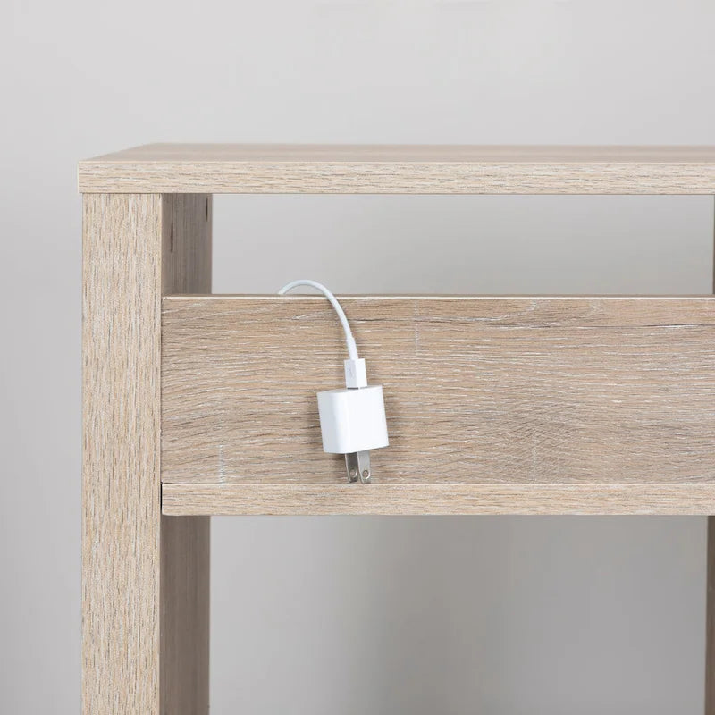 Table d'appoint avec grain de bois de chêne côtier et étagère ouverte de rangement