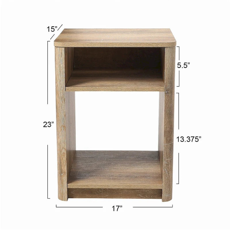 Table d'appoint avec grain de bois de chêne côtier et étagère ouverte de rangement