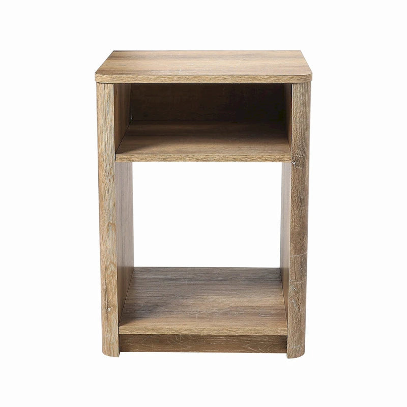 Table d'appoint avec grain de bois de chêne côtier et étagère ouverte de rangement