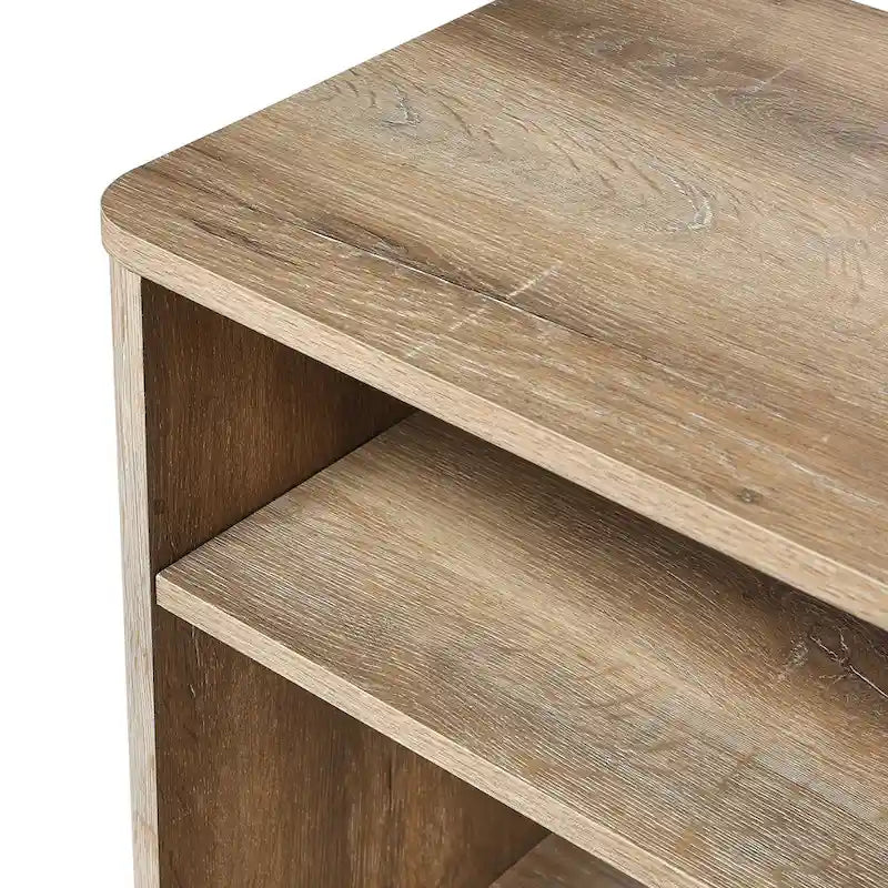 Table d'appoint avec grain de bois de chêne côtier et étagère ouverte de rangement