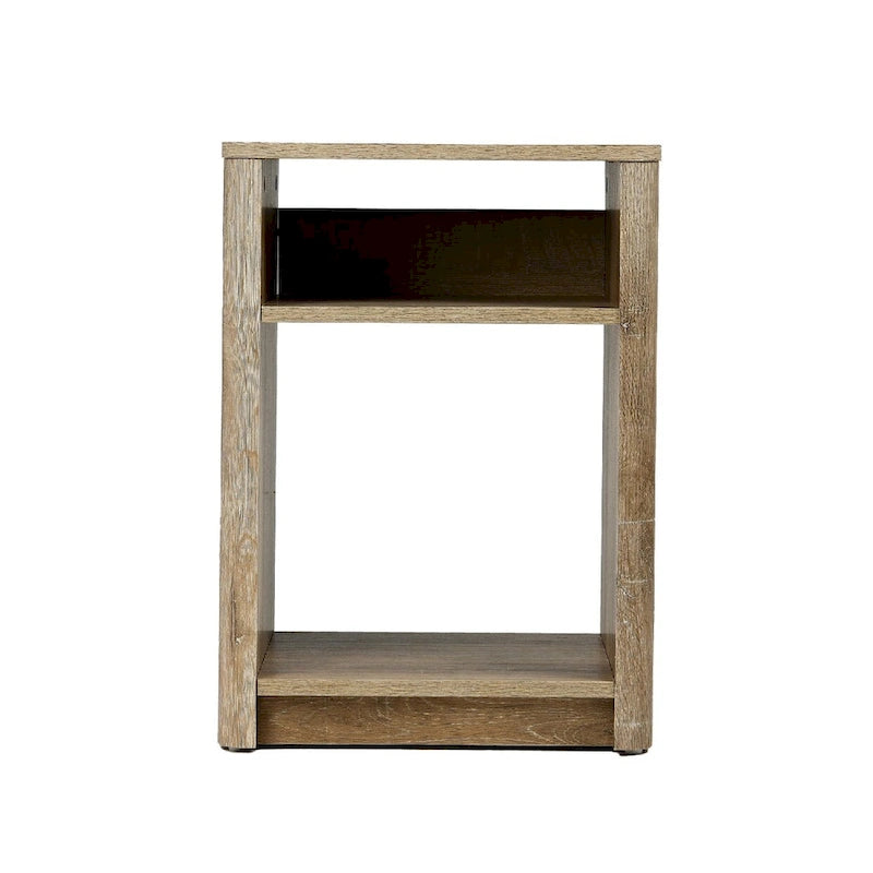 Table d'appoint avec grain de bois de chêne côtier et étagère ouverte de rangement