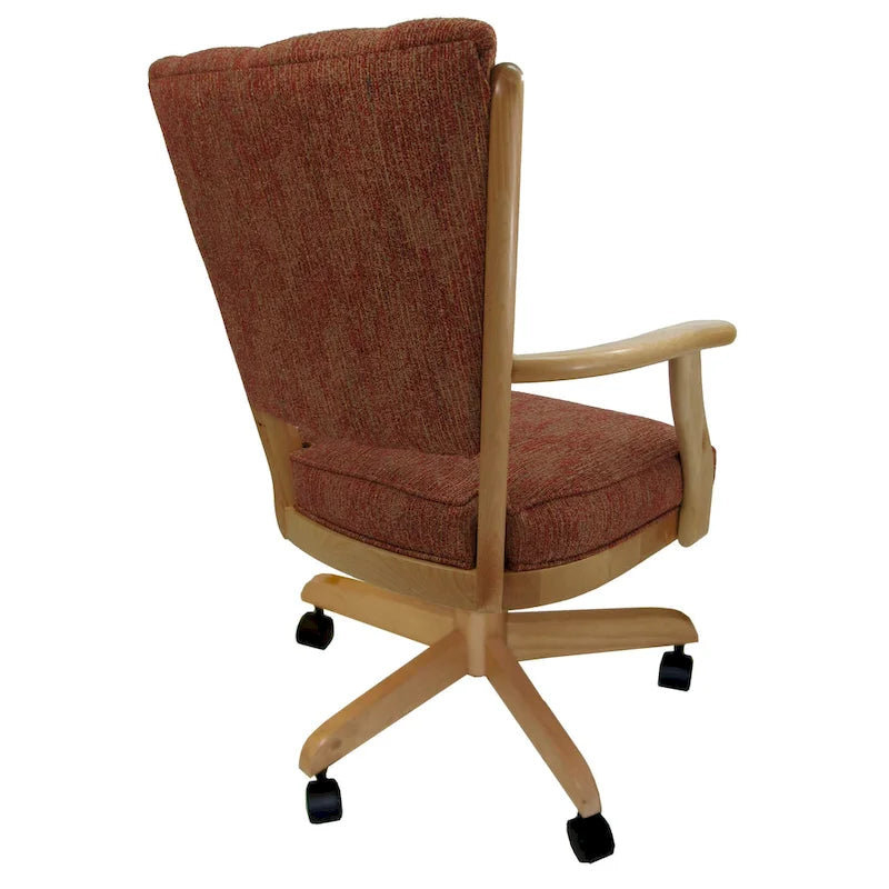 Chaise de salle à manger en bois massif pivotante et inclinable avec roulettes, chêne naturel