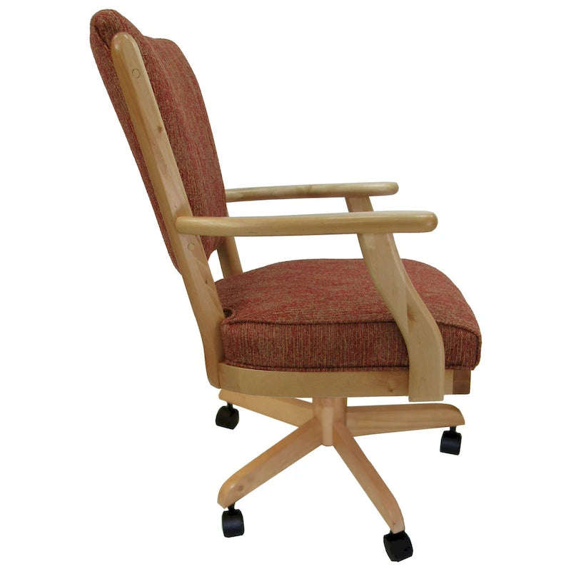 Chaise de salle à manger en bois massif pivotante et inclinable avec roulettes, chêne naturel