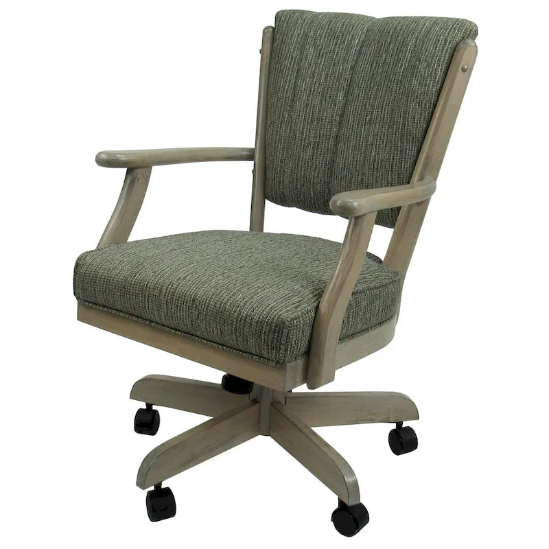 Chaise de salle à manger en bois massif pivotante et inclinable avec roulettes, chêne naturel