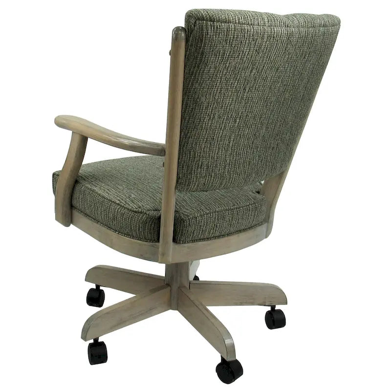 Chaise de salle à manger en bois massif pivotante et inclinable avec roulettes, chêne naturel