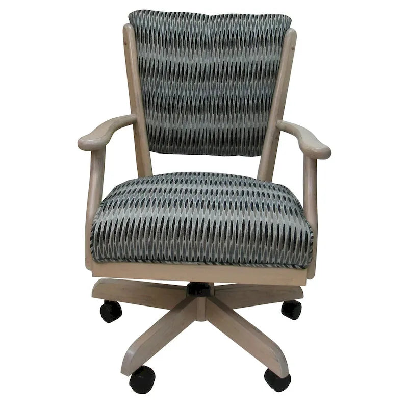 Chaise de salle à manger en bois massif pivotante et inclinable avec roulettes, chêne naturel