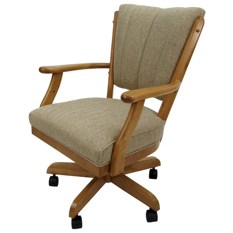 Chaise de salle à manger en bois massif pivotante et inclinable avec roulettes, chêne naturel