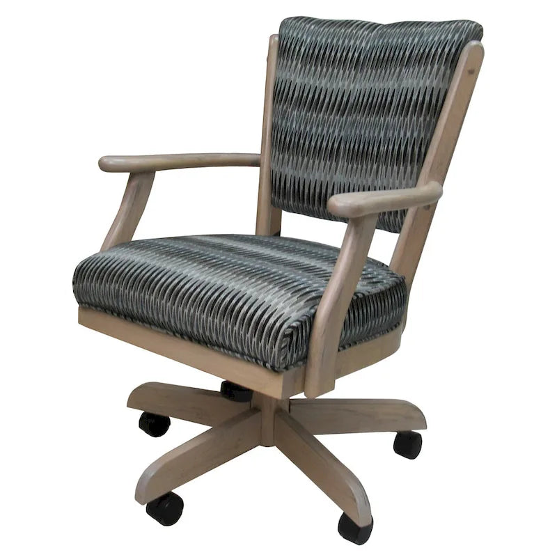 Chaise de salle à manger en bois massif pivotante et inclinable avec roulettes, chêne naturel