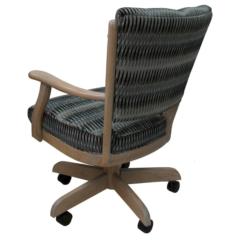 Chaise de salle à manger en bois massif pivotante et inclinable avec roulettes, chêne naturel