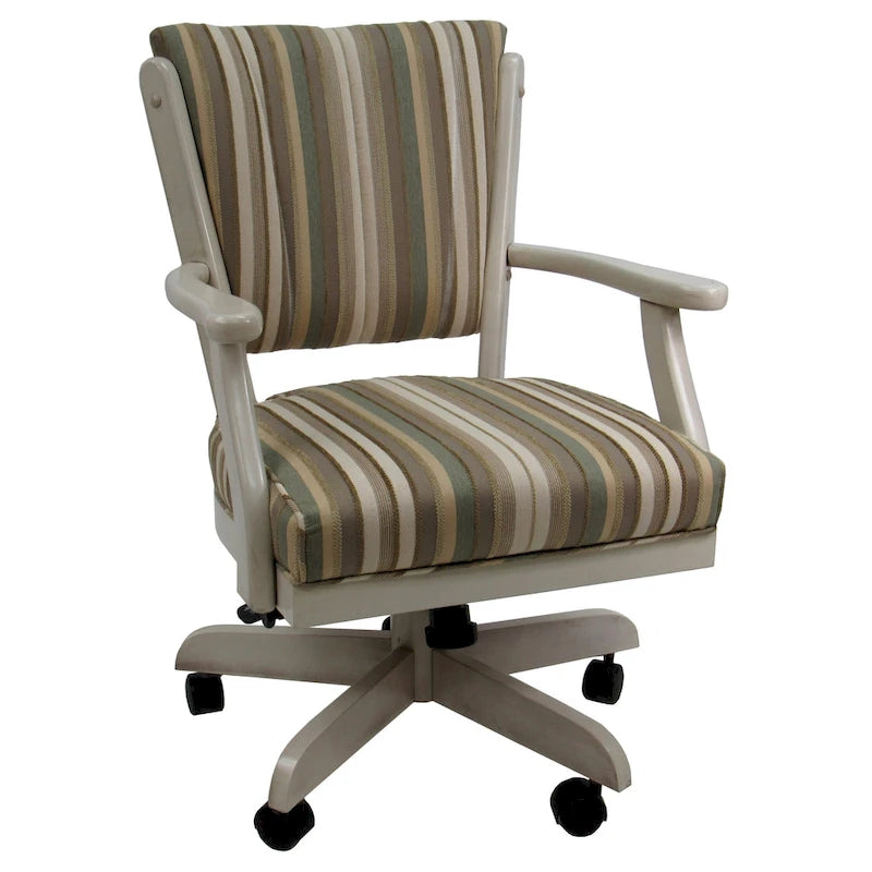 Chaise de salle à manger en bois massif pivotante et inclinable avec roulettes, chêne naturel