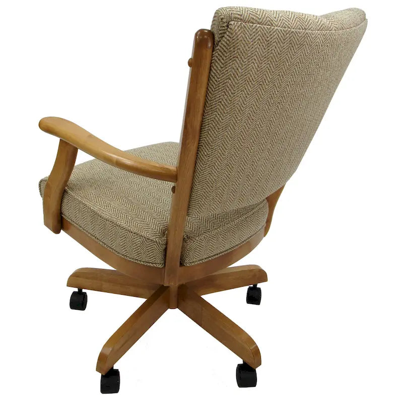 Chaise de salle à manger en bois massif pivotante et inclinable avec roulettes, chêne naturel