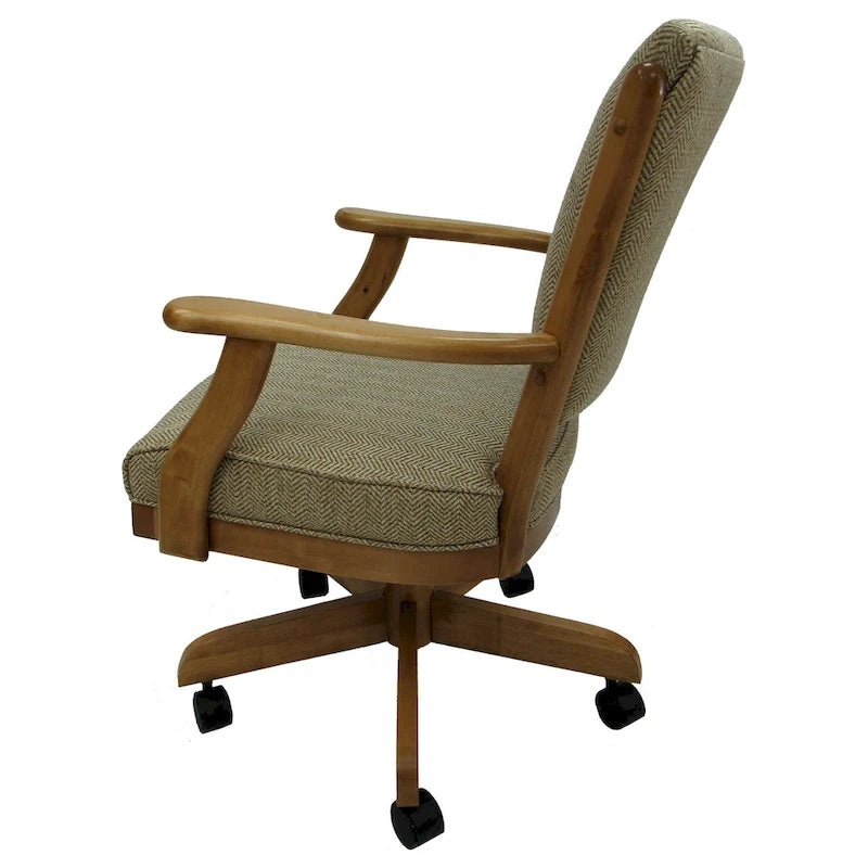 Chaise de salle à manger en bois massif pivotante et inclinable avec roulettes, chêne naturel