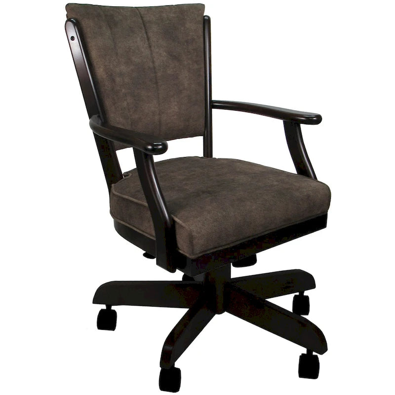 Chaise de salle à manger en bois massif pivotante et inclinable avec roulettes, chêne naturel