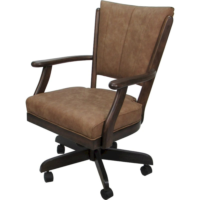 Chaise de salle à manger en bois massif pivotante et inclinable avec roulettes, chêne naturel